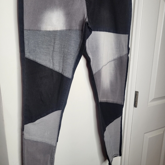 Denim - Black/gray Colorblock Patchwork Jeans